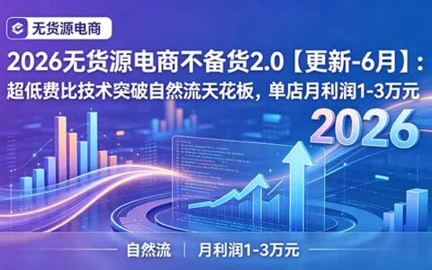 2026无货源电商不备货2.0：10%费比付费布局，单店月利润1-3万