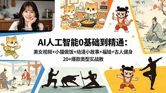 AI人工智能0基础到精通：20+爆款视频实战，DeepSeek+剪映自媒体起号全流程