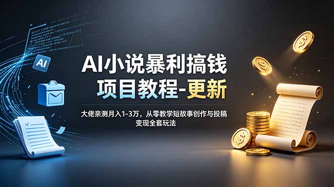 AI短故事变现教程，番茄小说爆款选题+改稿技巧变现1-3万