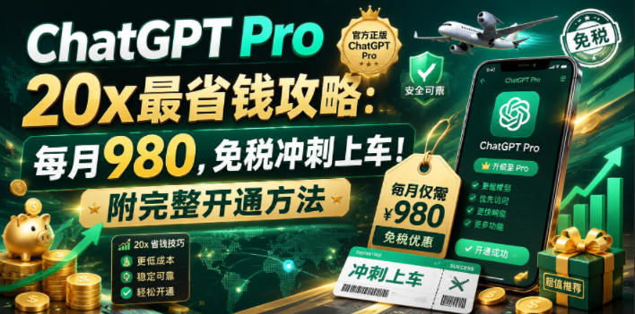 ChatGPT Pro 20x 省钱攻略：每月980免税上车，附新谷歌账号开通方法