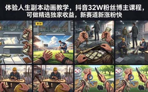 体验人生副本动画教学，抖音32W博主课程，零基础起号变现