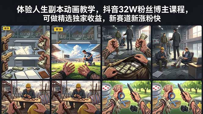 体验人生副本动画教学,抖音32W博主课程,零基础起号变现 体验人生副本动画教学,抖音32W博主课程,零基础起号变现