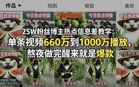 25W粉丝博主亲授热点信息差教学，单条视频660万到100步骤0万播放爆款技巧