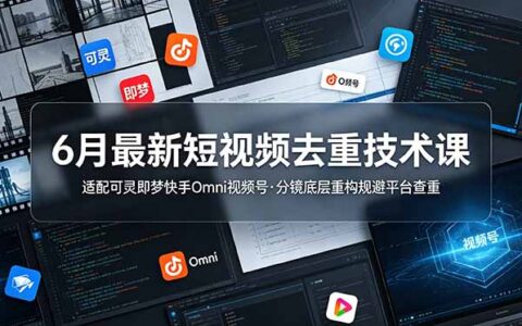 6月短视频去重技术课，可灵即梦快手视频号分镜重构避查重