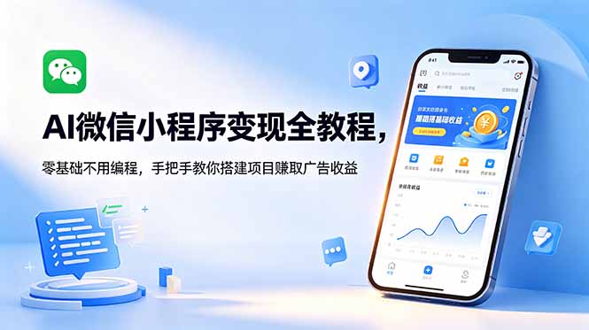 AI微信小程序变现教程：零基础不用编程，手把手搭建赚广告收益