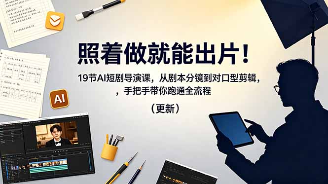 照着做就能出片！19节AI短剧导演课，从剧本分镜到对口型剪辑全流程