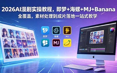 2026AI漫剧实操：即梦+海螺+MJ+Banana，零基础到商业变现全流程