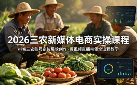 2026抖音三农带货实操课：账号定位爆款创作与直播变现全流程