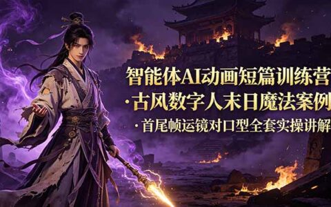 智能体AI动画短篇训练营：古风数字人末日魔法对口型实操全流程
