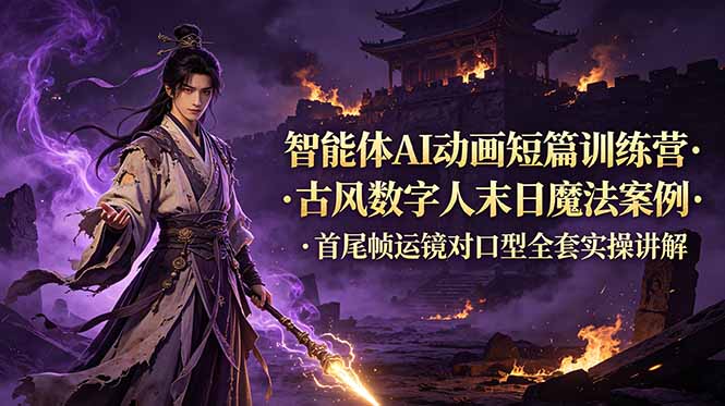 智能体AI动画短篇训练营：古风数字人末日魔法对口型实操全流程