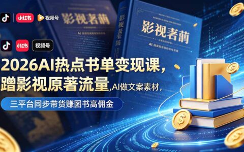 2026AI热点书单变现课，零基础用豆包剪映带货赚佣金