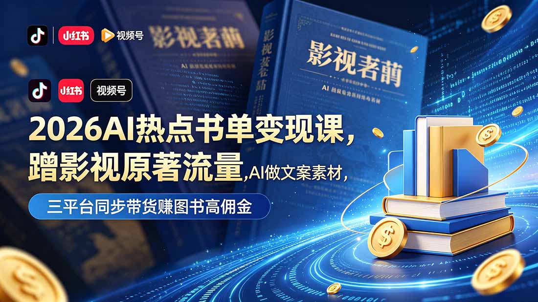 2026AI热点书单变现课，零基础用豆包剪映带货赚佣金