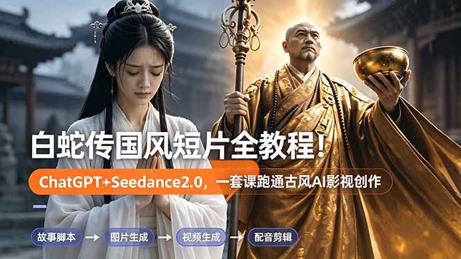白蛇传国风AI短片教程，ChatGPT+Seedance2.0从分镜到成片