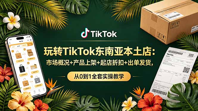 玩转TikTok东南亚本土店：从0到1全套实操，AI带货+GMVMax广告投放教学