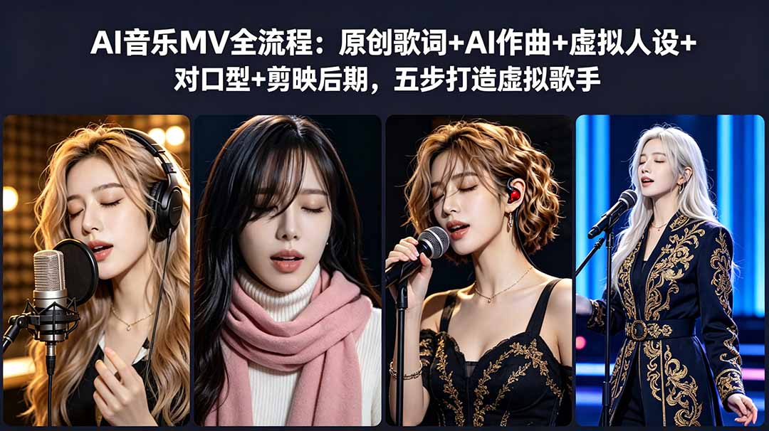 AI音乐MV全流程：Suno作曲+即梦AI人设+对口型，零基础打造虚拟歌手