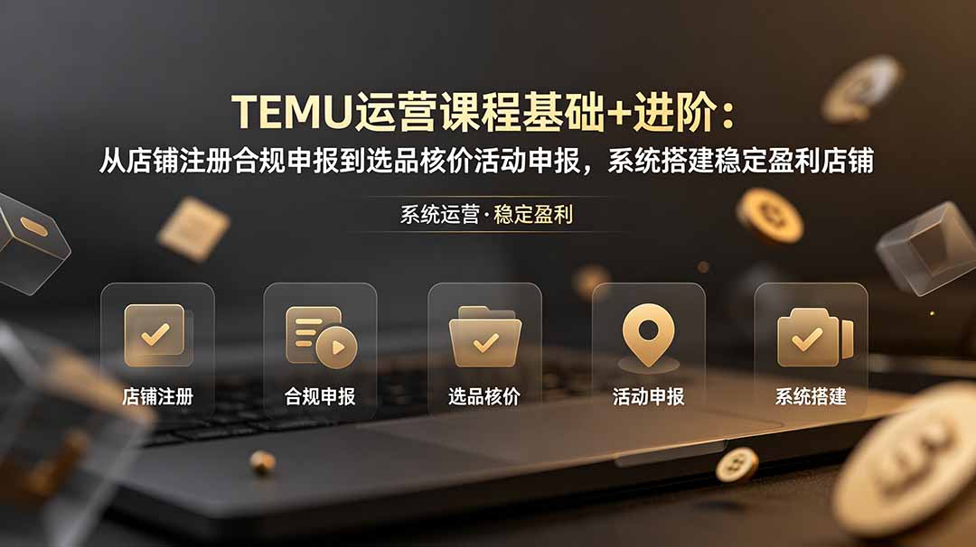 TEMU运营系统课：从店铺注册合规到选品核价活动申报，新手进阶稳定盈利