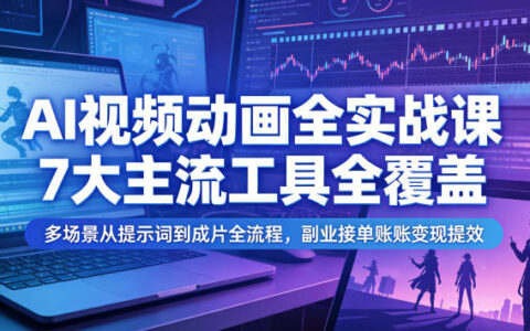 AI视频动画实战课：7大工具+全流程教学，副业接单变现提效