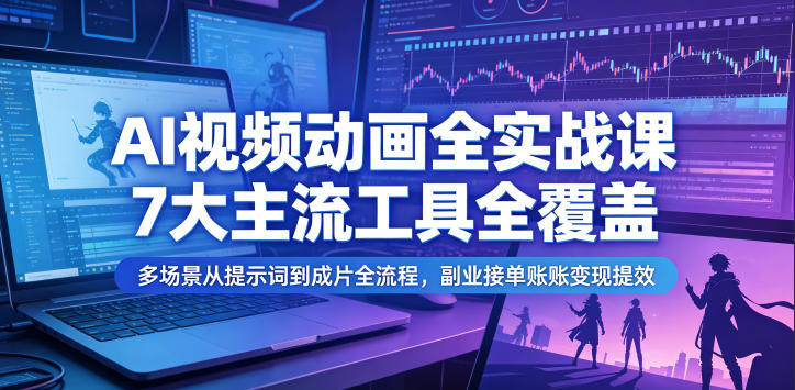 AI视频动画实战课:7大工具+全流程教学,副业接单变现提效 AI视频动画实战课:7大工具+全流程教学,副业接单变现提效