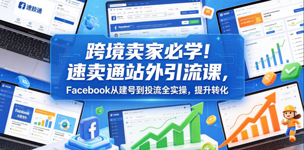 跨境卖家必学!速卖通站外引流课,Facebook建号到投流全实操 跨境卖家必学!速卖通站外引流课,Facebook建号到投流全实操