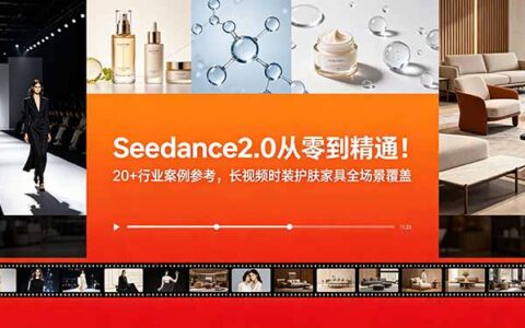 Seedance2.0零基础到精通！20+行业案例，护肤家具短视频全场景实战