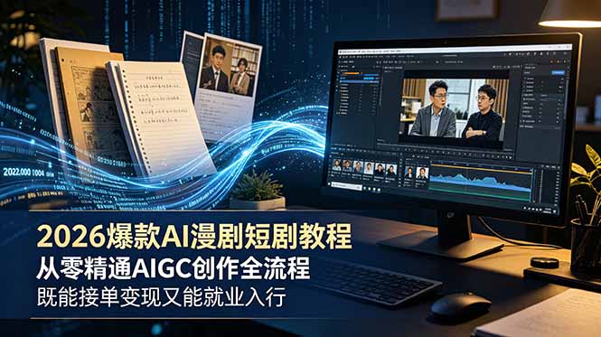 2026 AI漫剧短剧教程 零基础AIGC创作变现 提示词公式+求职面试全流程