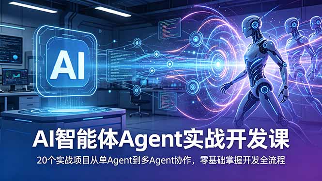 AI智能体实战课：20个项目从单Agent到多Agent协作，零基础掌握开发全流程