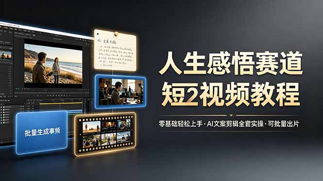 2026 零基础AI灰太狼人生感悟短视频教程，批量出片变现