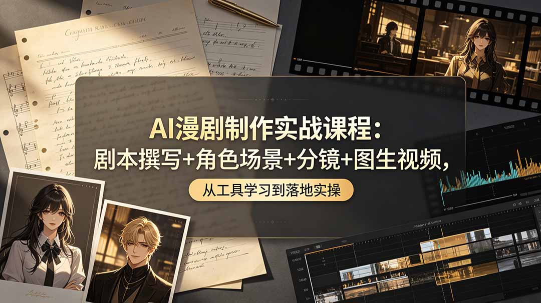 AI漫剧实战课:剧本分镜+图生视频,零基础学AI创作完整漫剧 AI漫剧实战课:剧本分镜+图生视频,零基础学AI创作完整漫剧