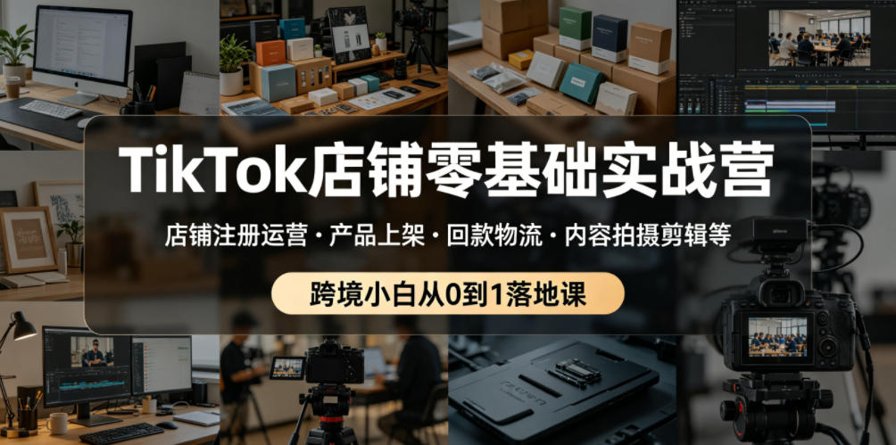 TikTok店铺零基础实战营，跨境小白从0到1落地运营课