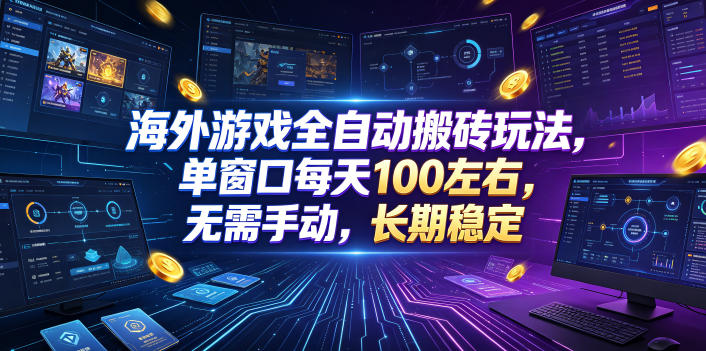 海外游戏自动化搬砖，单窗口变现100步骤，小白宝妈副业首选