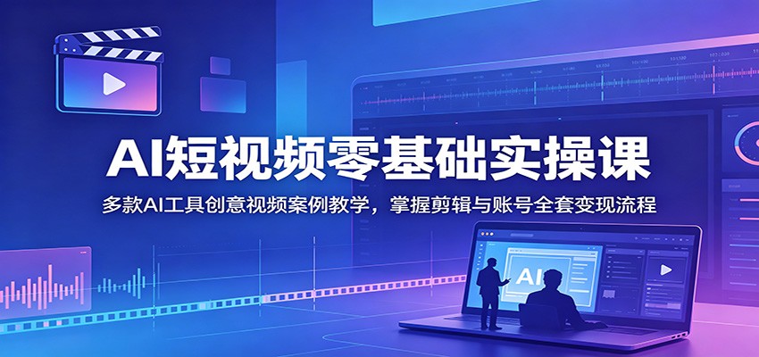 AI短视频零基础实操课：Deepseek即梦剪映多工具教学，掌握剪辑与账号变现全流程