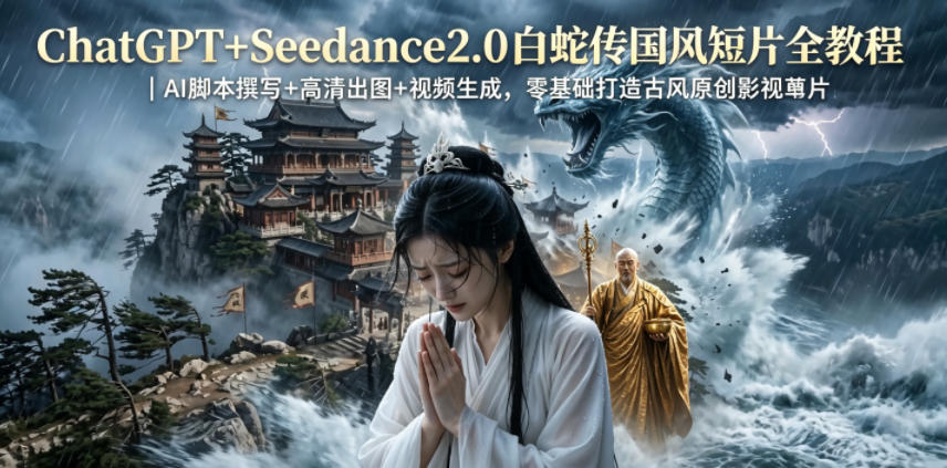 ChatGPT+Seedance2.0白蛇传国风短片教程｜零基础AI脚本出图视频生成
