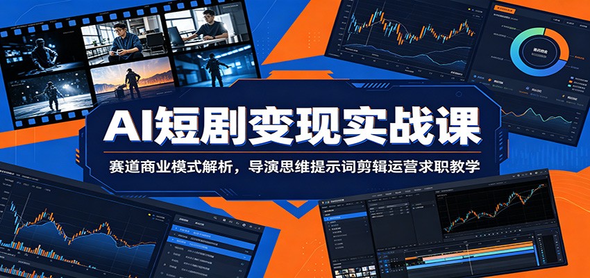 AI短剧变现实战课：导演思维+提示词公式+剪辑运营求职教学