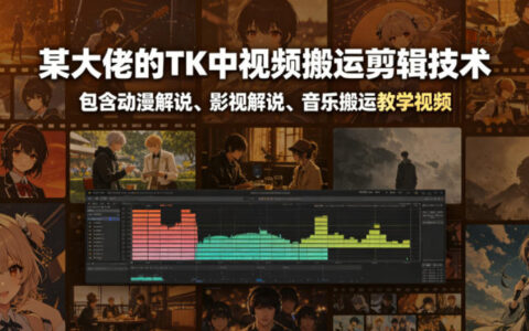 TK中视频搬运剪辑教程：动漫影视解说与音乐搬运技术