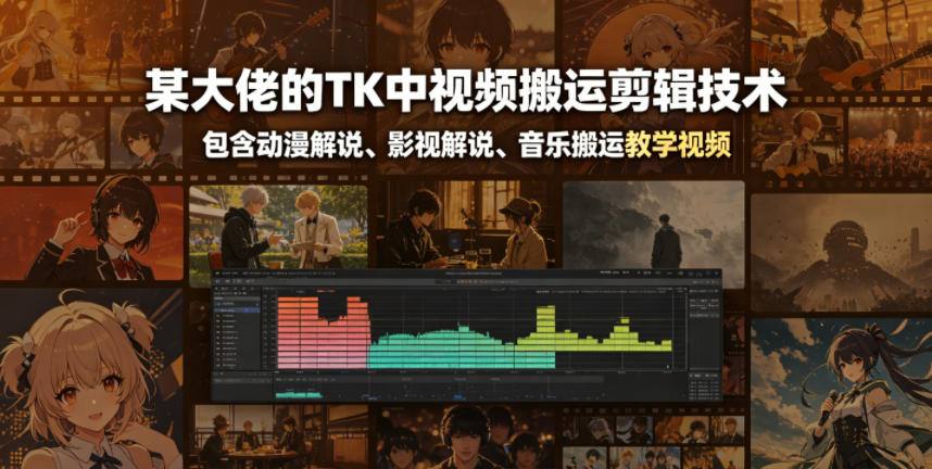 TK中视频搬运剪辑教程：动漫影视解说与音乐搬运技术