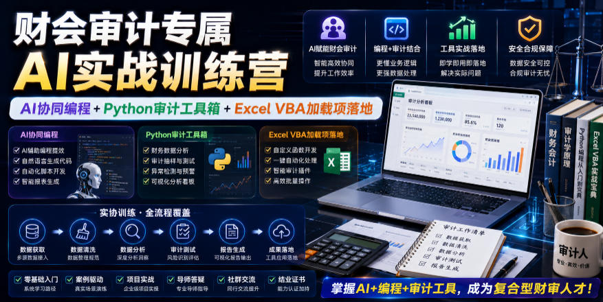 财会审计AI实战训练营：Python+VBA+Excel自动化办公