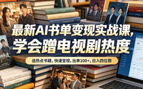 最新AI书单变现实战课，蹭电视剧热点追书出单，变现千元