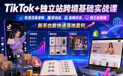 TikTok+独立站跨境实战课，新手选品投流建站快速盈利