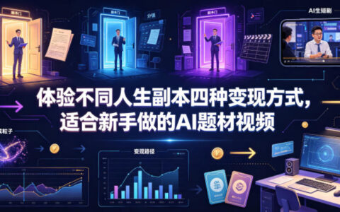 体验不同人生副本AI视频变现4种方式，新手零基础入门教程