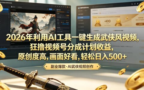 2026年AI免费工具一键生成武侠视频，小白也能轻松变现500方法