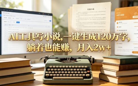 AI写小说变现2w+，一键生成120万字躺着赚稿费教程
