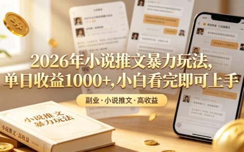 2026小说推文风口玩法，视频号变现100步骤0+，小白零基础可上手