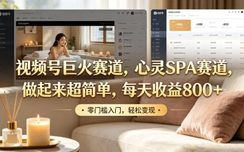 视频号心灵SPA蓝海赛道，每天收益800方法，超简单实操教程
