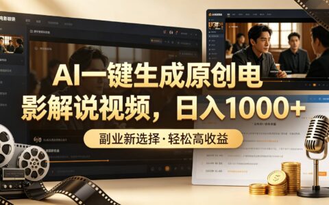 AI一键生成原创电影解说视频，零基础变现100步骤0+实操教程