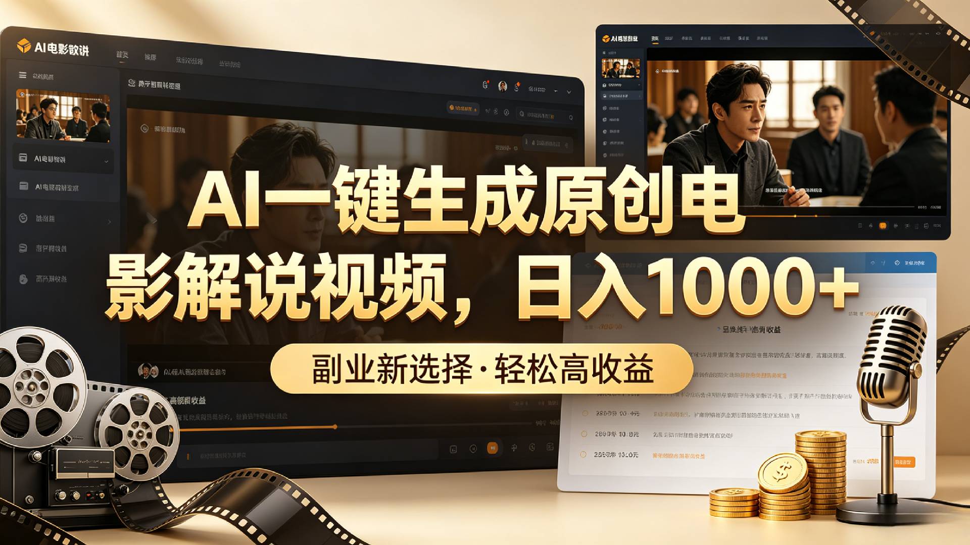 AI一键生成原创电影解说视频，零基础变现100步骤0+实操教程