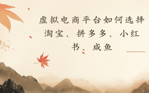 虚拟电商平台怎么选？淘宝拼多多小红书全攻略，新手变现100步骤0+
