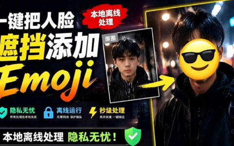 一键人脸遮挡加Emoji，本地离线隐私无忧，支持网页安卓双端
