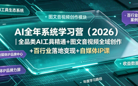 AI全年系统学习营2026：全工具精通+图文音视频创作变现