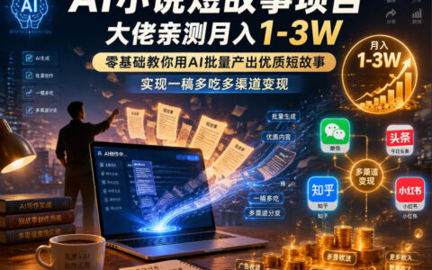 AI短故事变现1-3W，零基础用番茄小说批量变现全攻略
