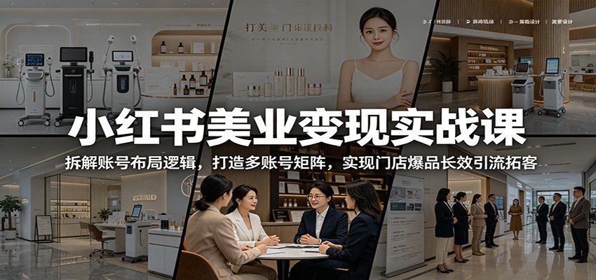 小红书美业变现实战：多账号矩阵+爆品引流，同城拓客全链路